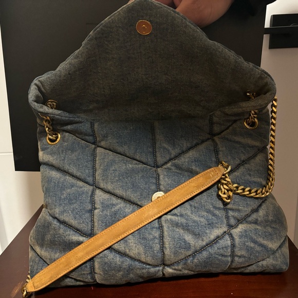 Authentic denim YSL bag with gold shoulder chain. - Picture 3 of 3